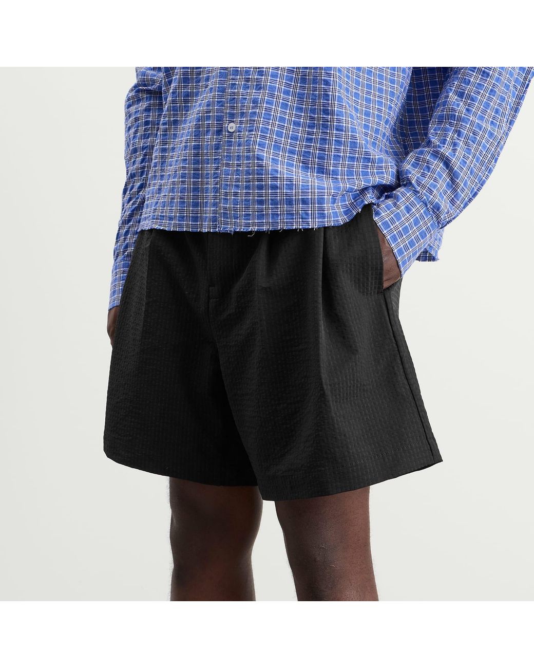 About Blank Black Textured Shorts for men