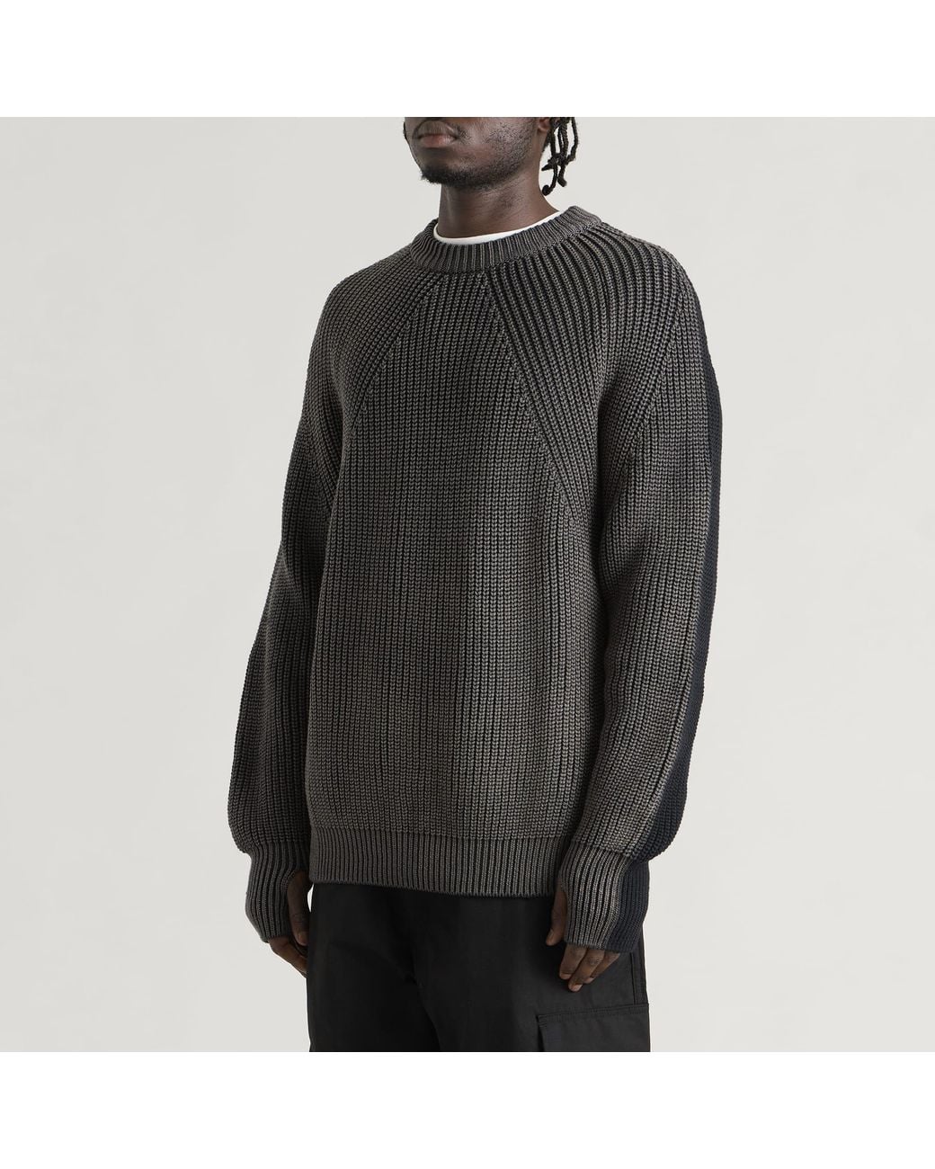 Comme des Garçons Black Bleach Treated Ribbed Jumper for men