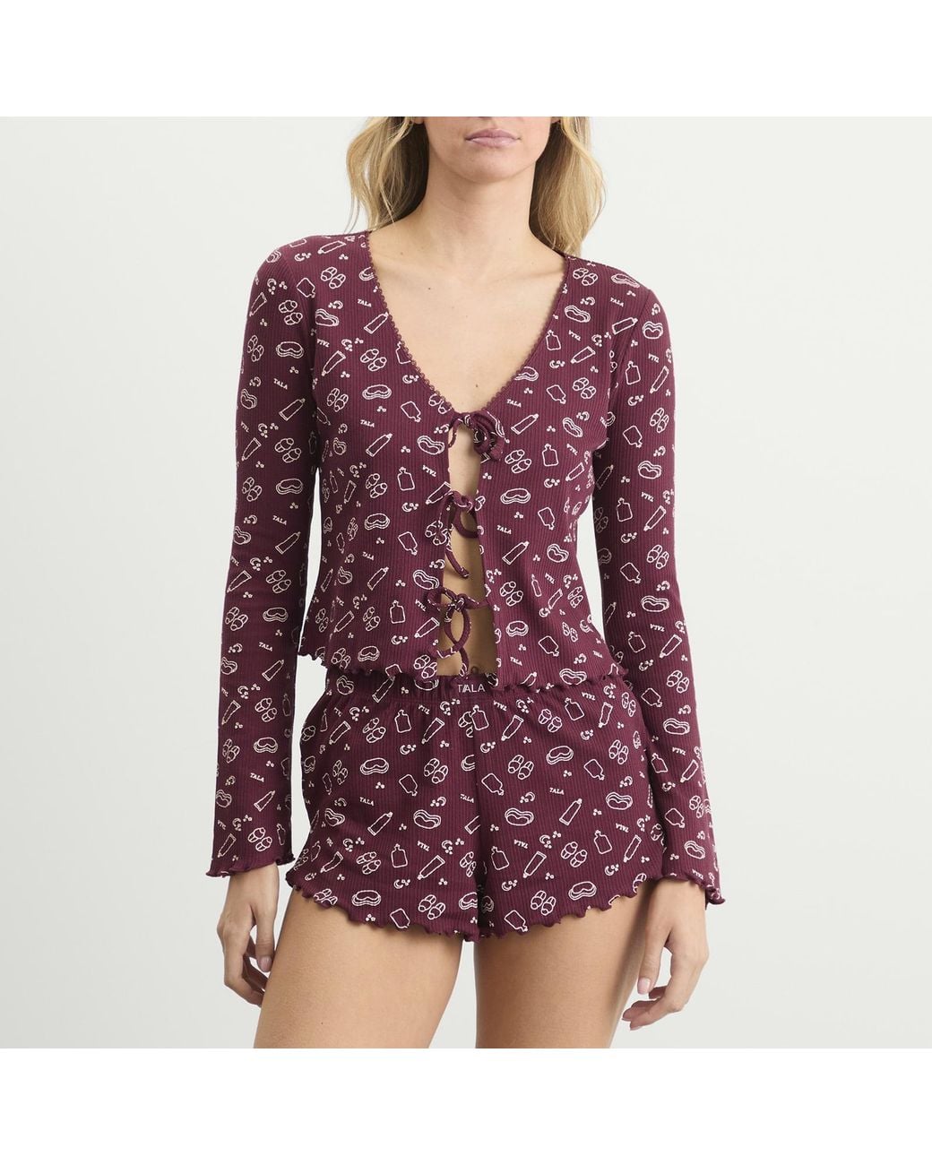 Tala Purple Sleep Lounge Tie Cardigan