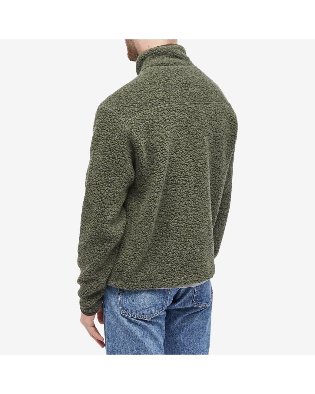 Drake's Boucle Wool Fleece Jacket in Green for Men