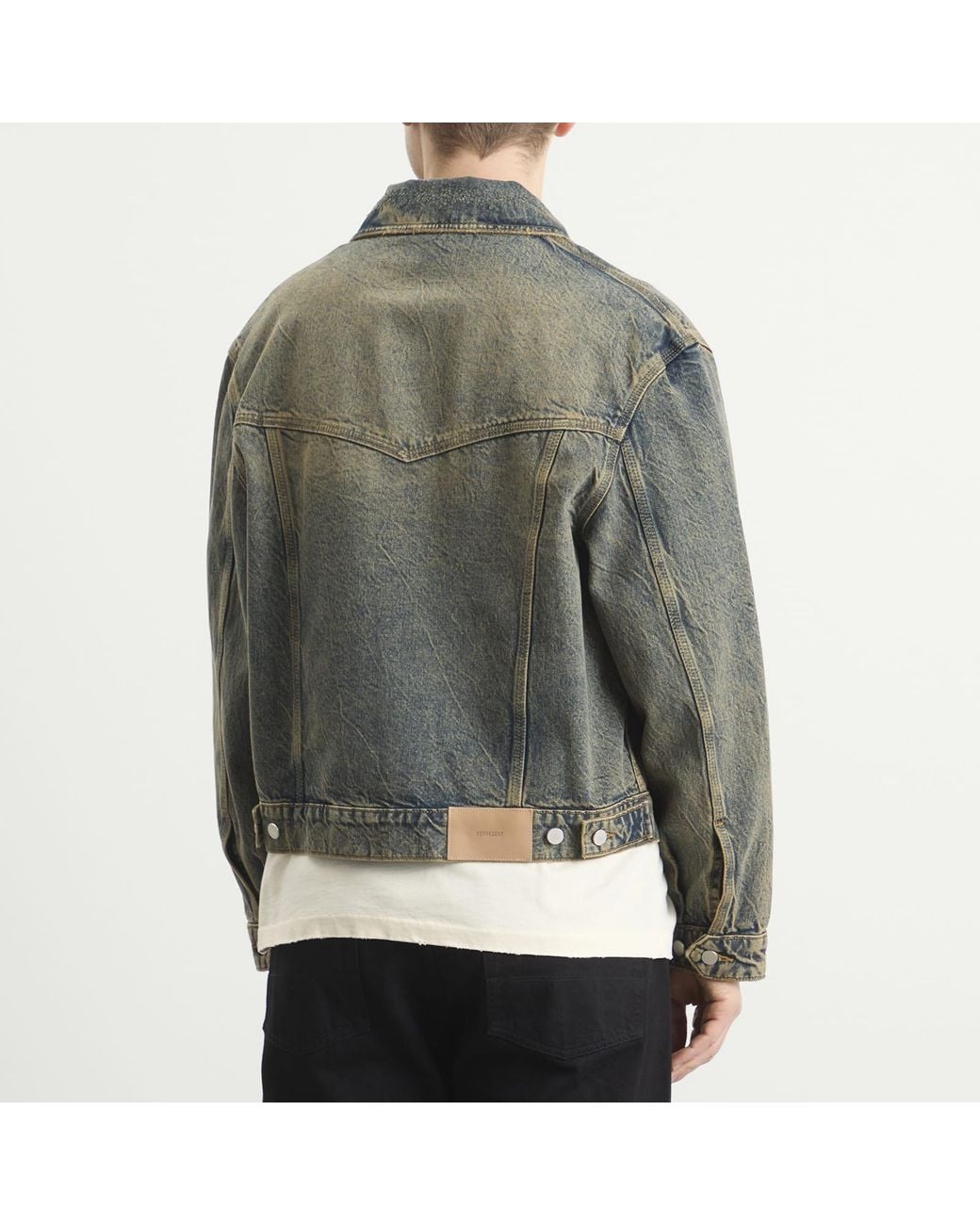 Represent Green Denim Trucker Jacket for men