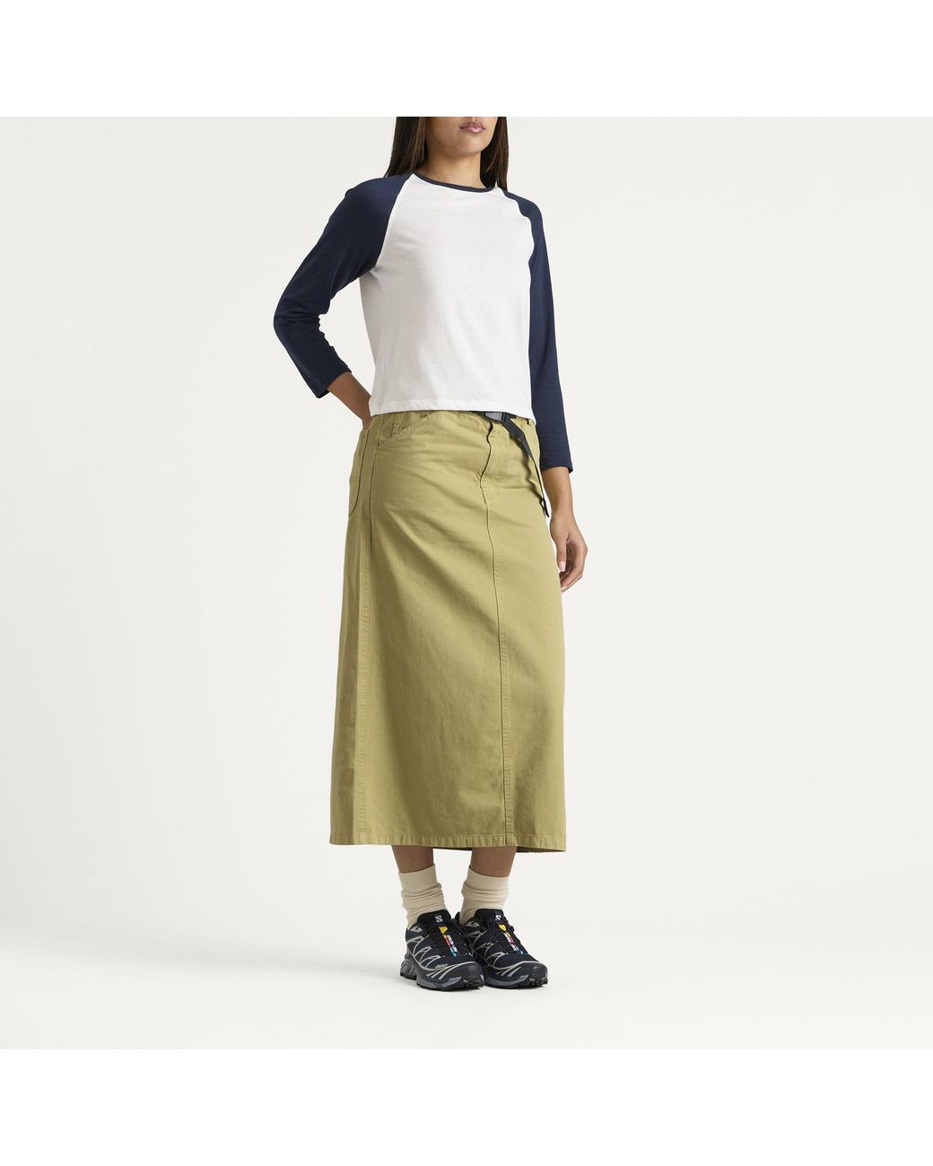 Gramicci Green 5 Pocket Midi Skirt