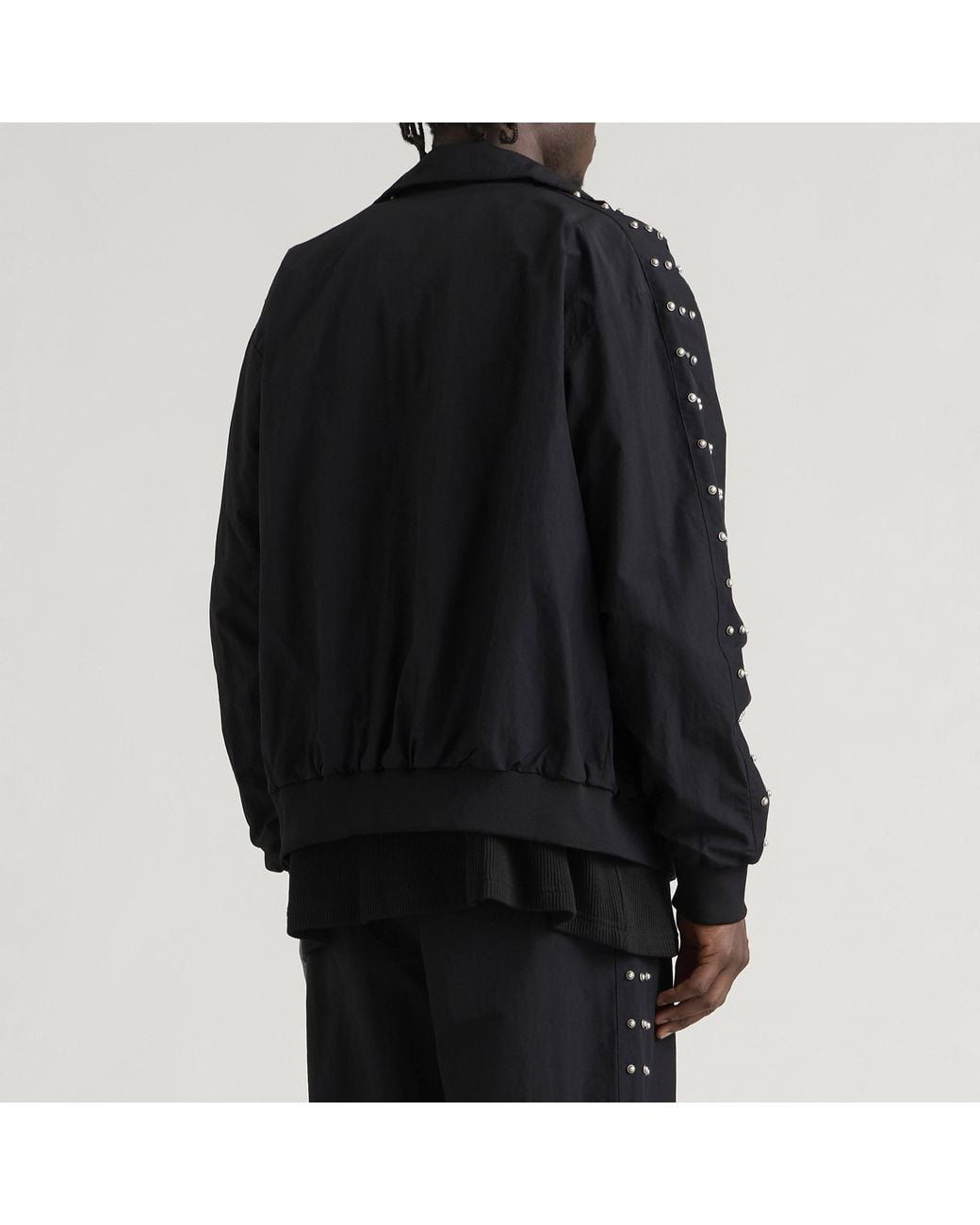 THUG CLUB Black Triple Line Stud Track Jacket for men
