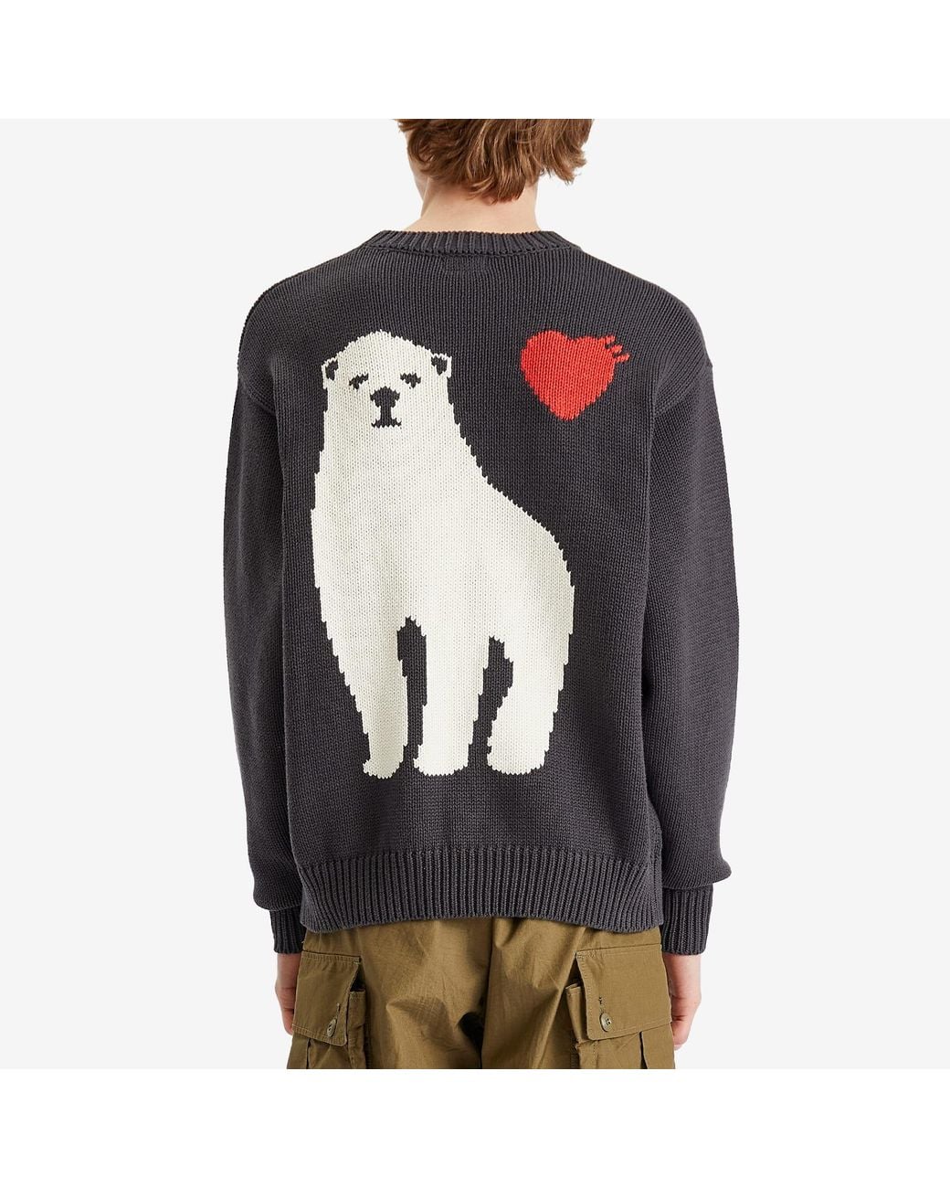 Human Made Polar Bear Crew Neck Knitted Jumper in Grey for Men