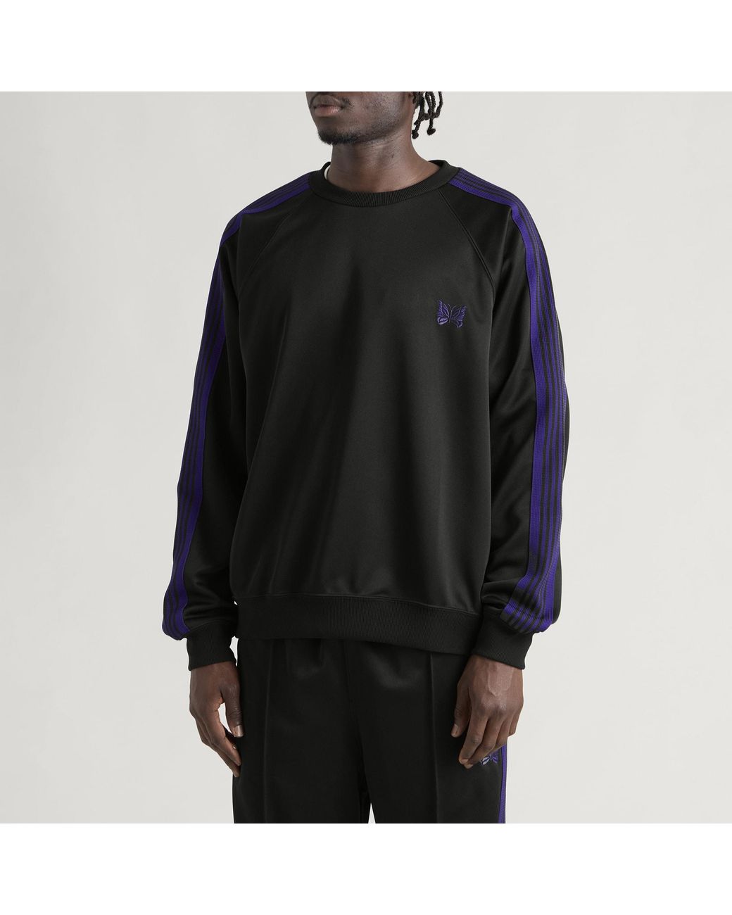 Needles Black Poly Smooth Crew Neck Sweatshirt for men