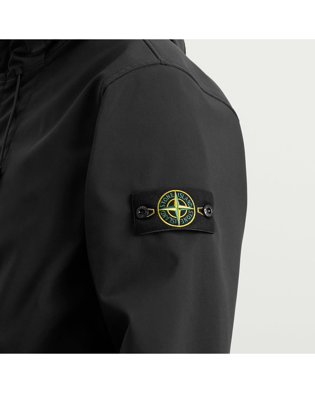 Stone Island Black Soft Shell-R Hooded Jacket for men
