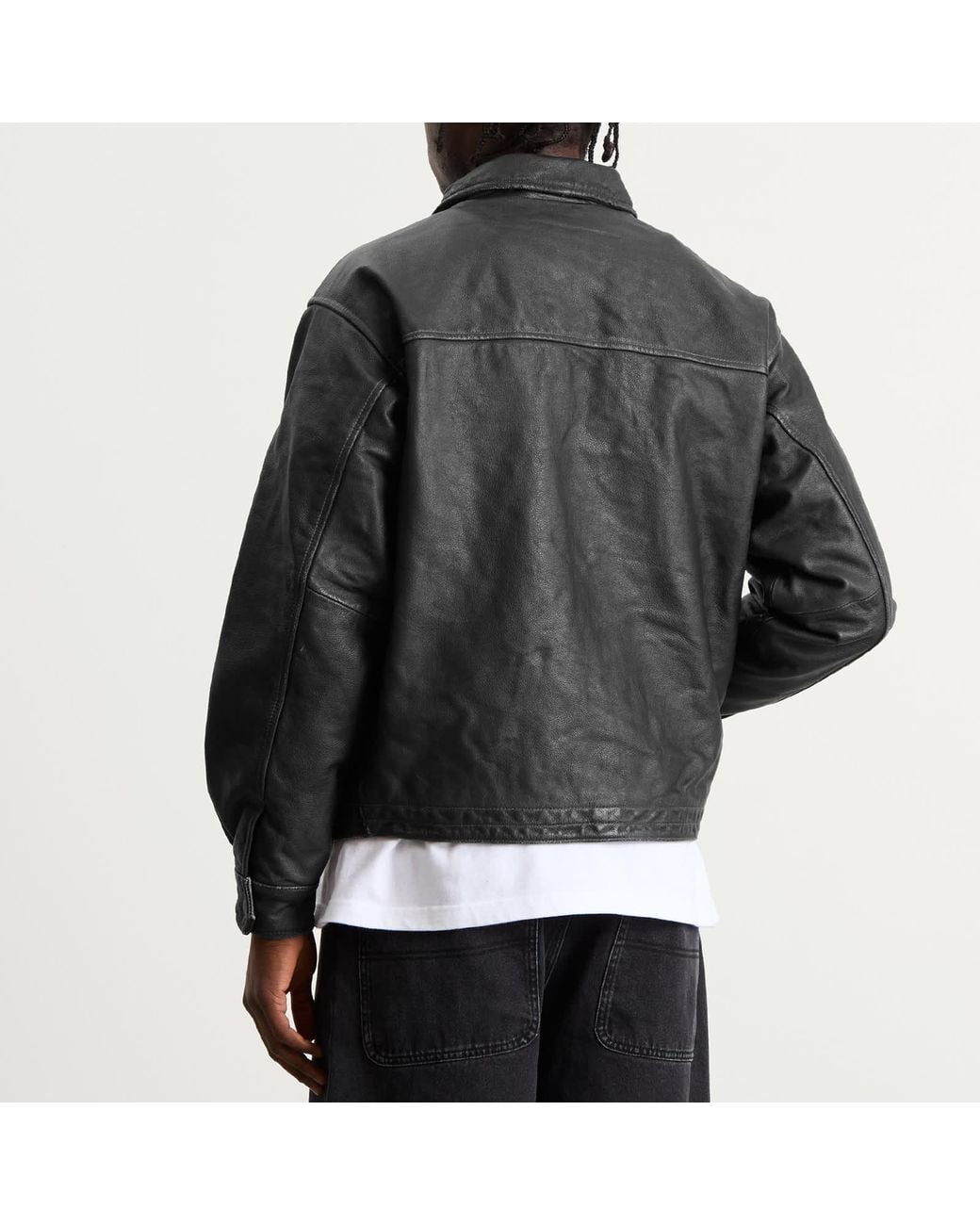 FRIZMWORKS Destroyed Cowhide Leather Jacket in Gray for Men | Lyst