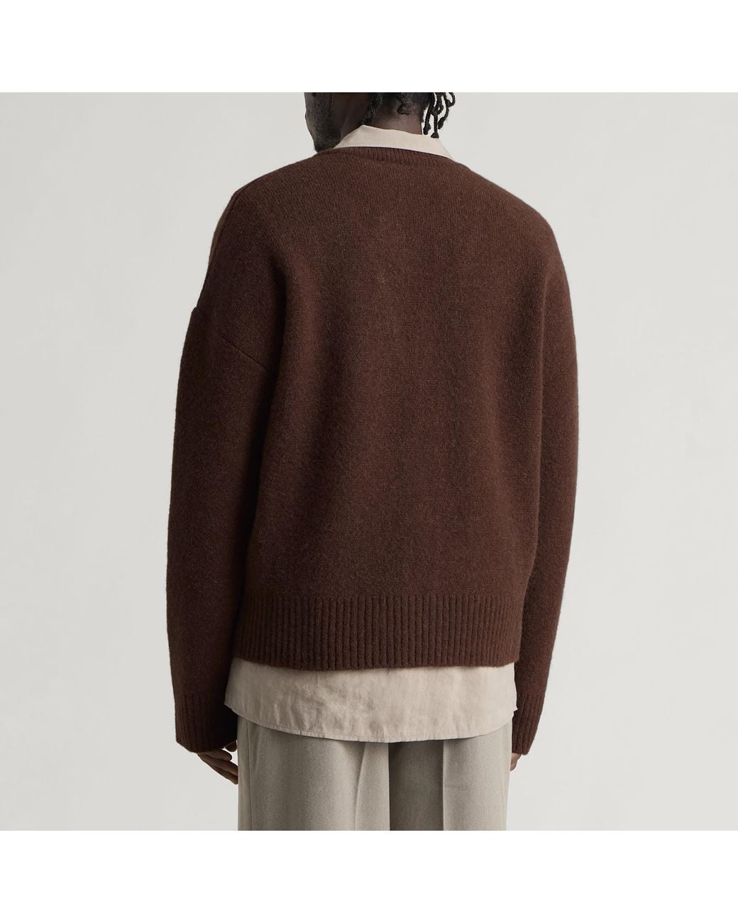 AMI Brown Alpaca Cardigan With Adc for men