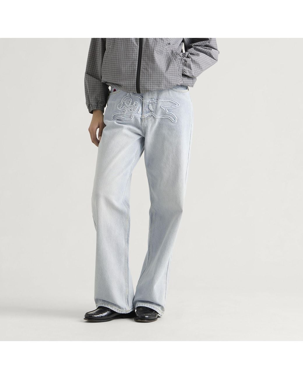 ICECREAM Blue Applique Running Dog Denim Pant