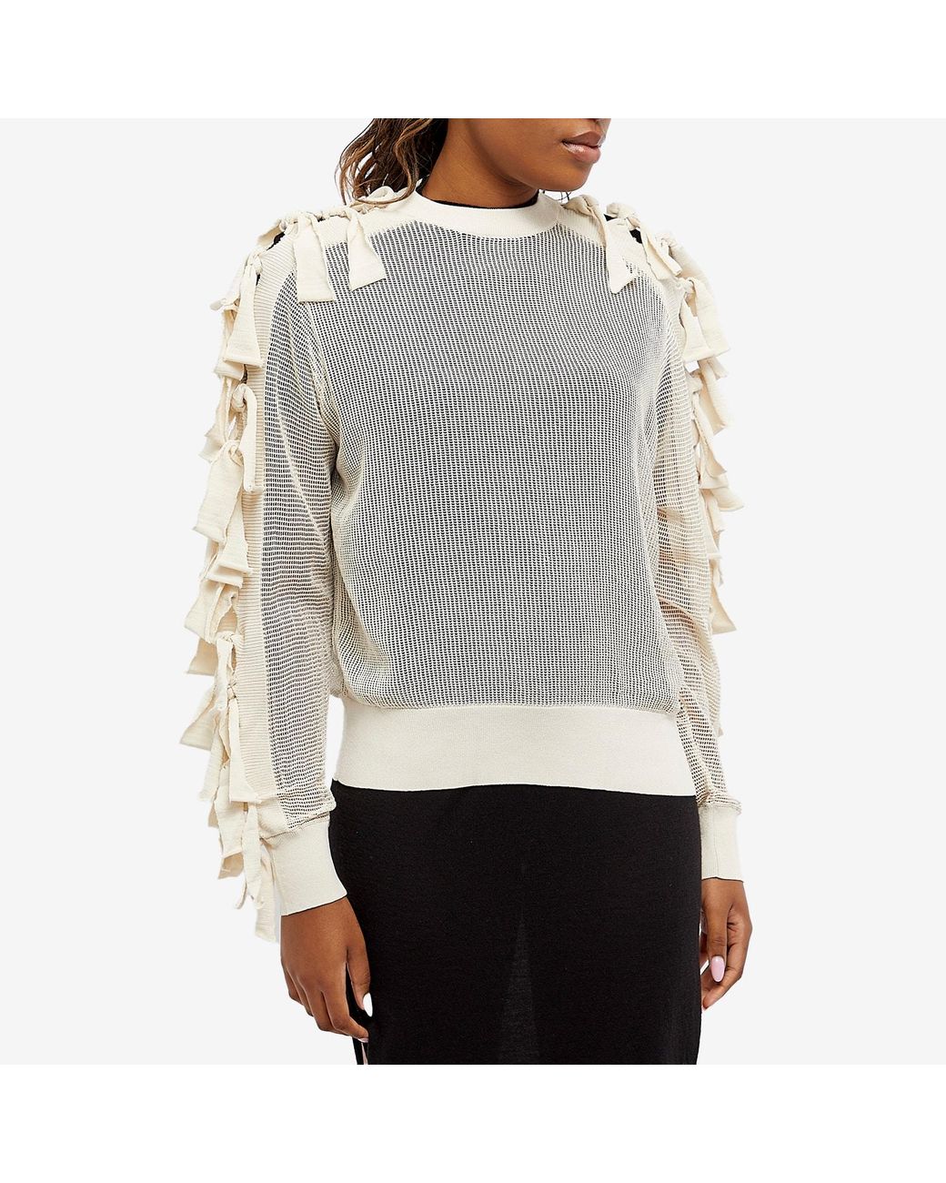 Toga Fringe Knit Sweater in White | Lyst UK