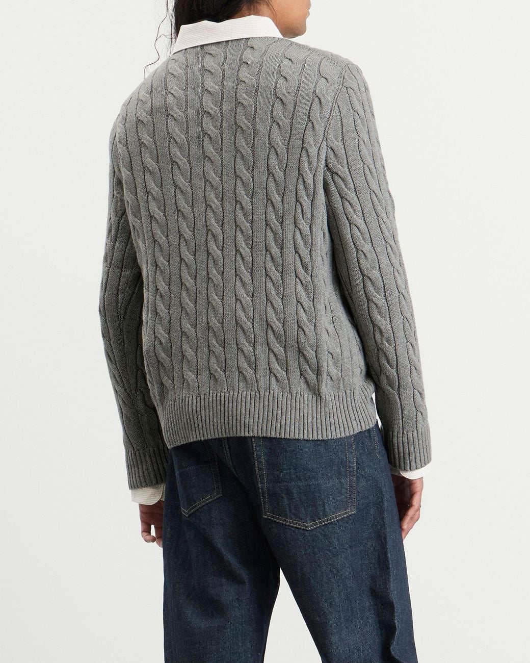 Knited Rope End Polo Ralph Lauren Cable Knit Jumper in Gray for Men | Lyst