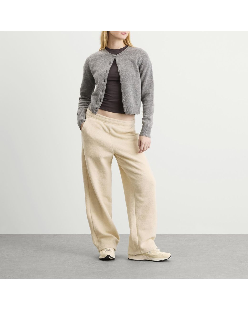 DUNST Natural Boucle Wide Leg Sweatpants