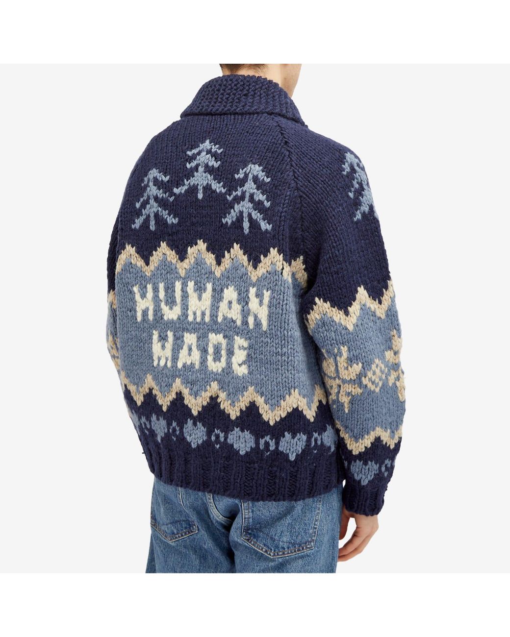 Human Made Polar Bear Cowichian Cardigan in Blue for Men | Lyst