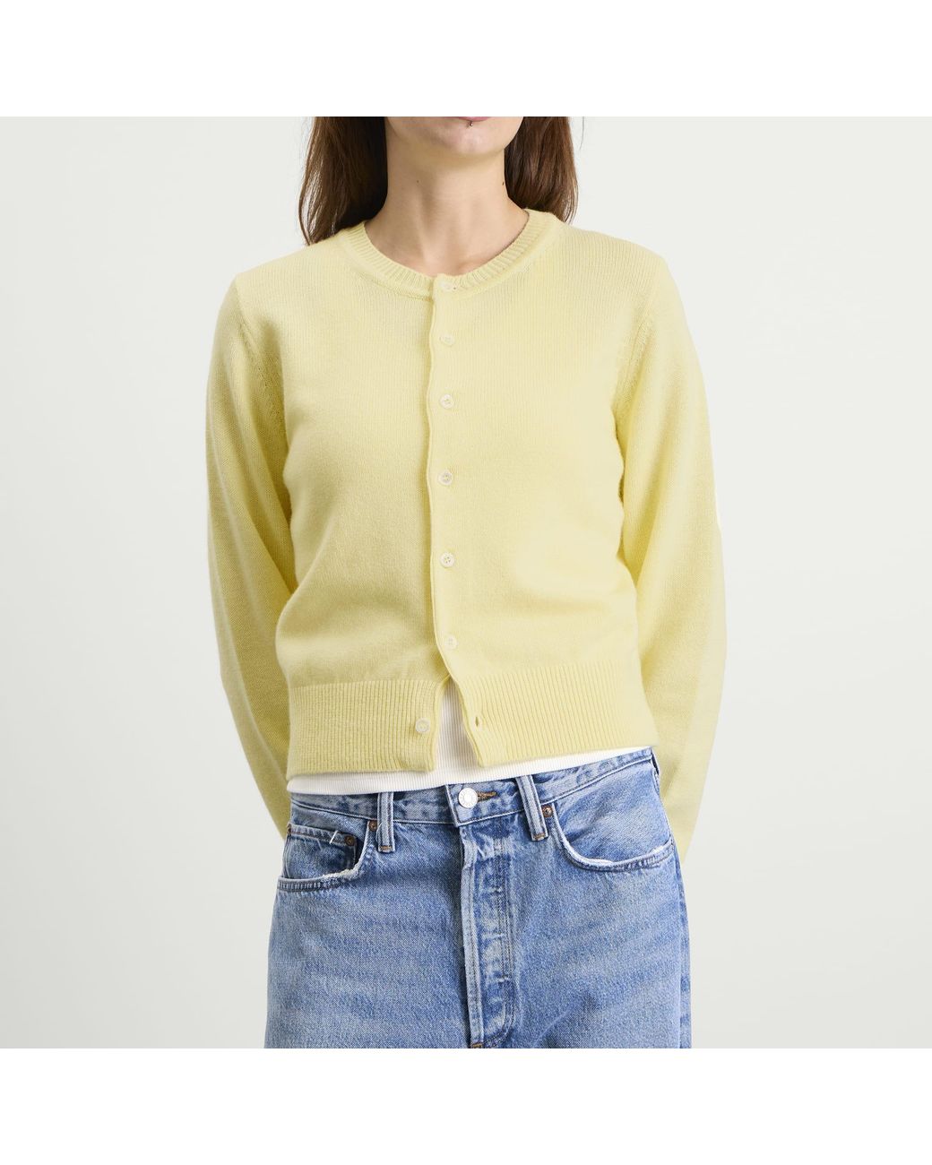 DUNST Yellow Crewneck Knit Cardigan