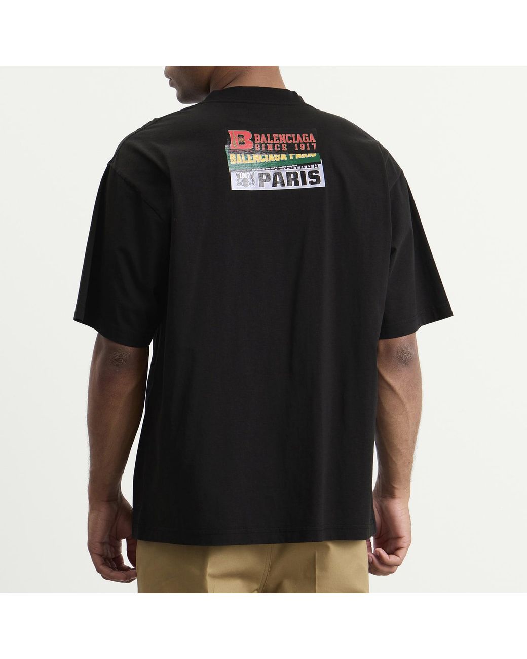 Balenciaga Black Bumper Stickers T-Shirt for men