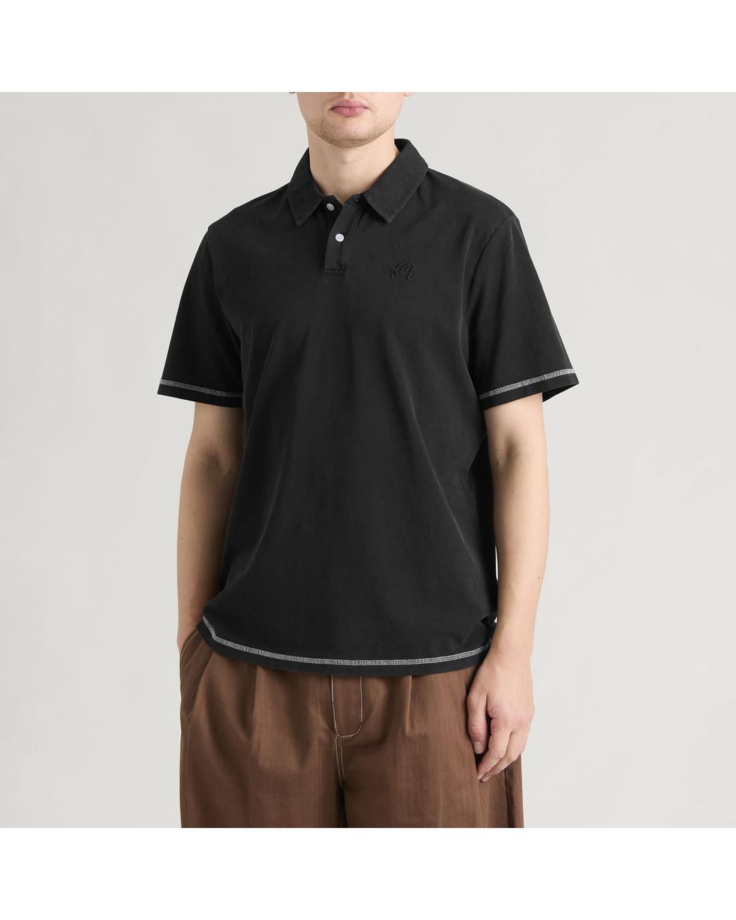 Malbon Black Fairway Overdyed Polo for men