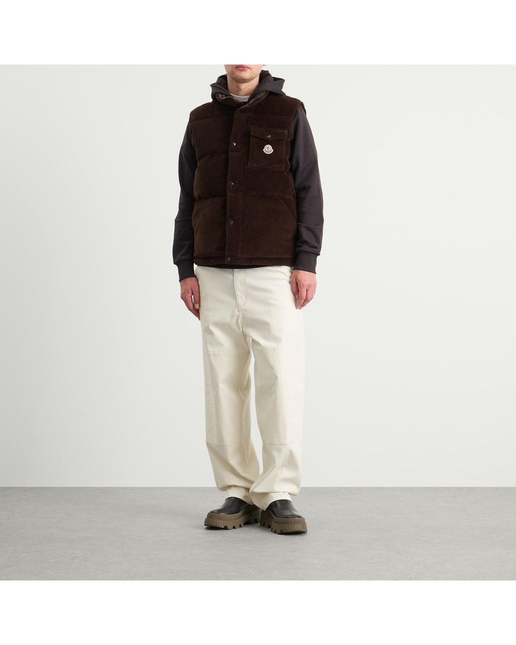 Moncler Brown Agen Vest Maxi Corduroy Gilet for men