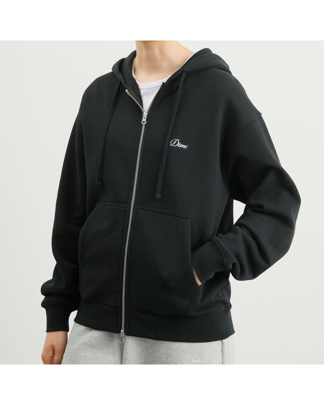 Dime Black Cursive Zip Hoodie