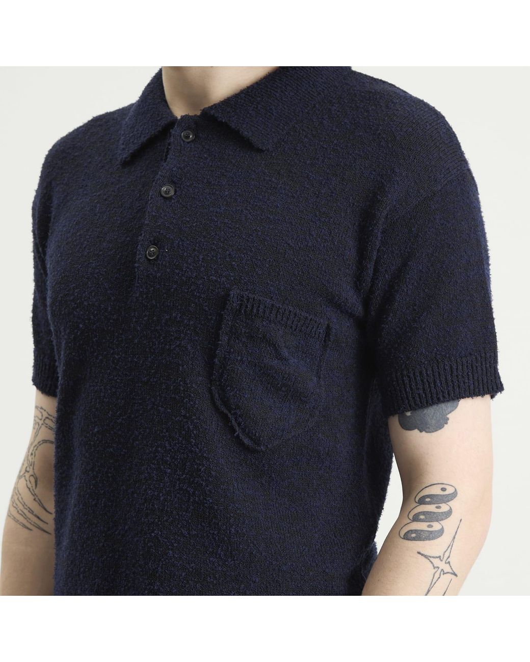 Maison Margiela Blue Knitted Polo Shirt for men