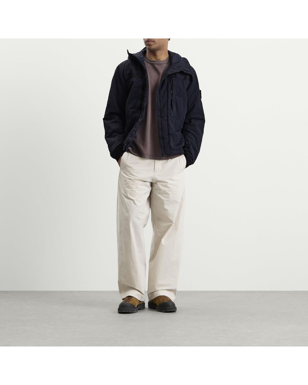 Stone Island Blue Warp Rib Nylon-Tc Hooded Jacket for men