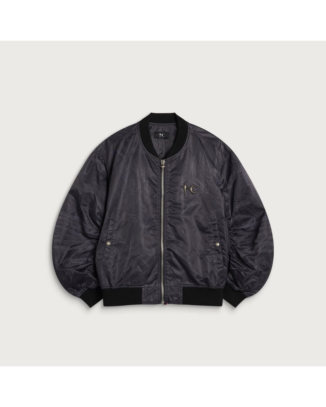 THUG CLUB Black Jamong Two Tone Washed Ma-1 Jacket for men