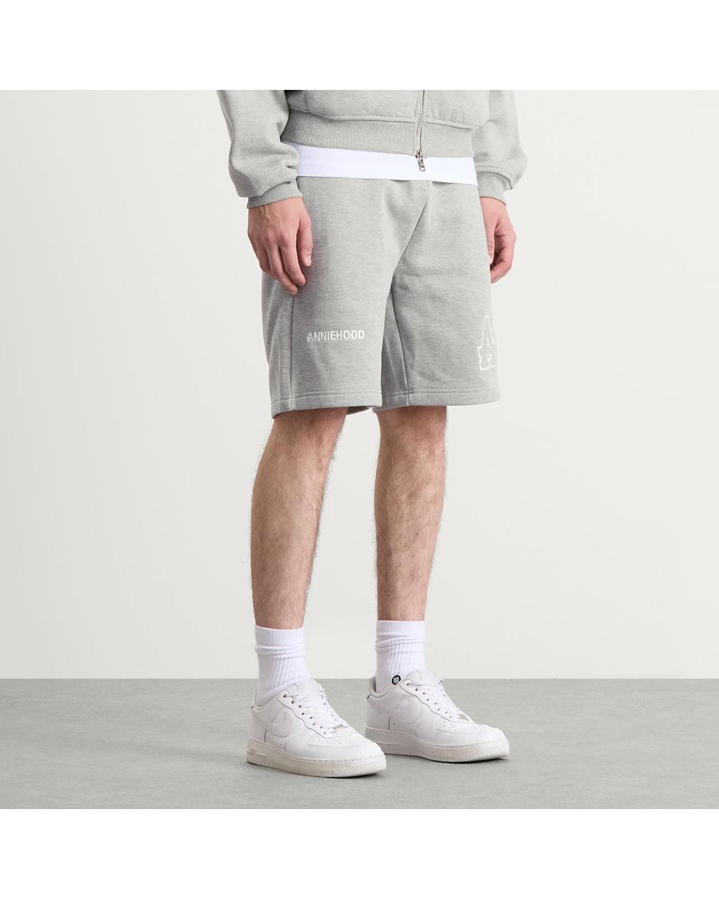 Annie Hood Gray College Sweat Shorts for men