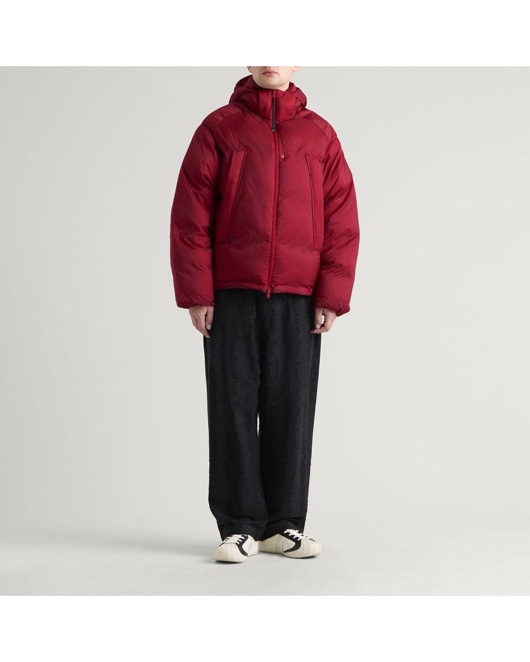 Y-3 Red Hooded Puffer Jacket for men