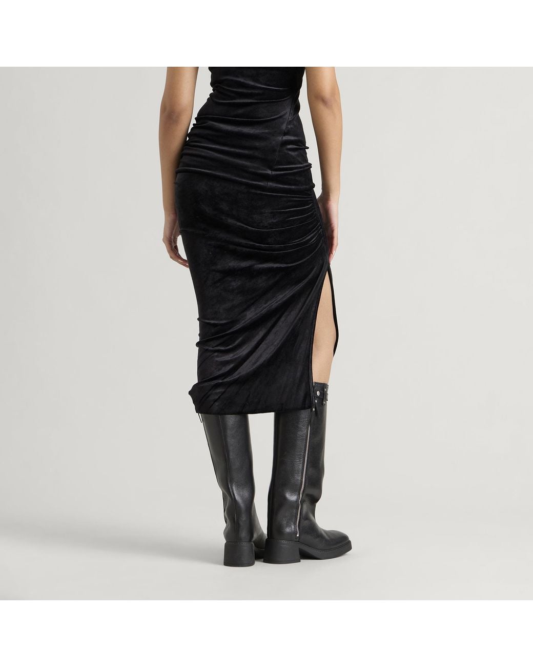 Rick Owens Black Lilies Knee Edfu Velvet Skirt