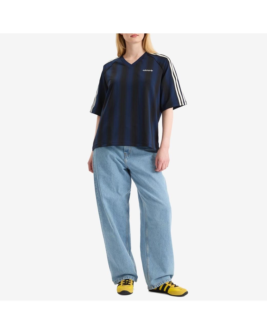 Adidas Blue Loose Linear T-Shirt