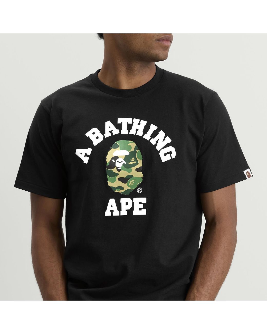A Bathing Ape Black Abc Camo College T-Shirt for men