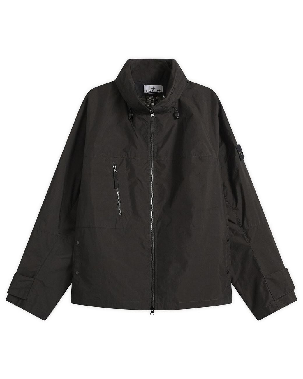 Stone Island Black Metal Lamina Poly Ripstop Stand Collar Jacket for men