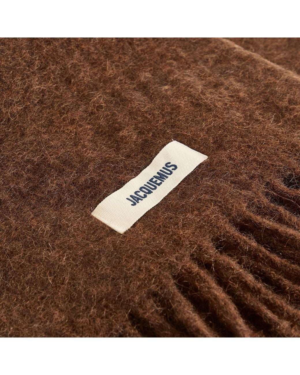 Jacquemus Brown Mohair Alpaca Grosgrain Logo Scarf for men