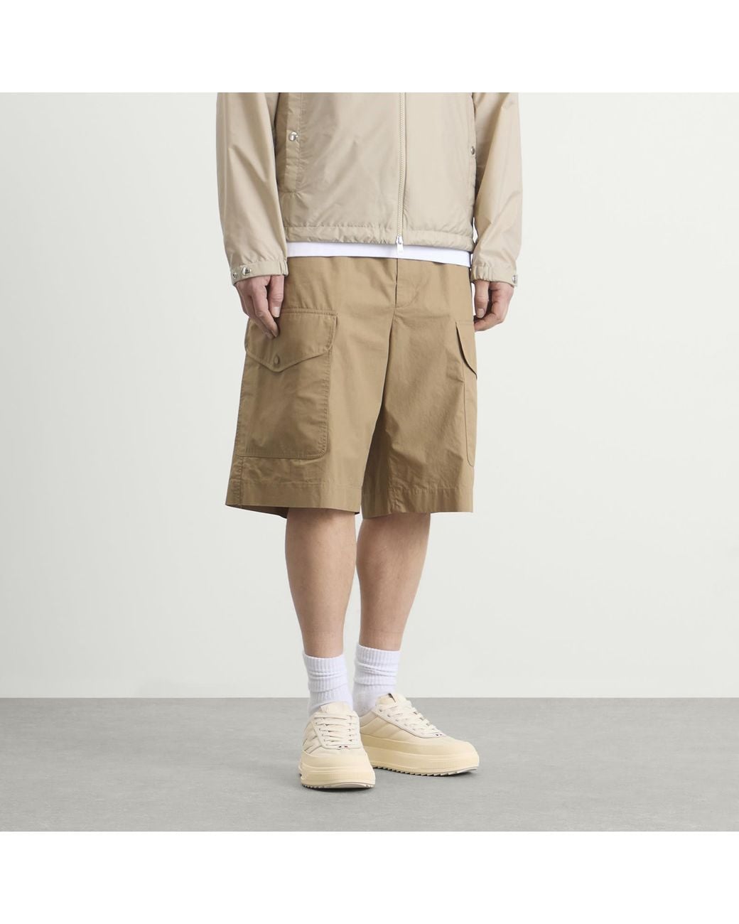 Moncler Natural Drawstring Cargo Shorts for men