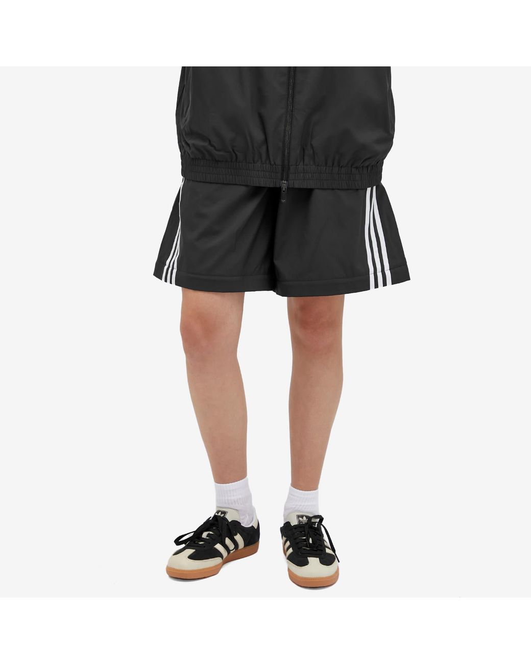 adidas Oversized Zip Off Track Pant in Black | Lyst