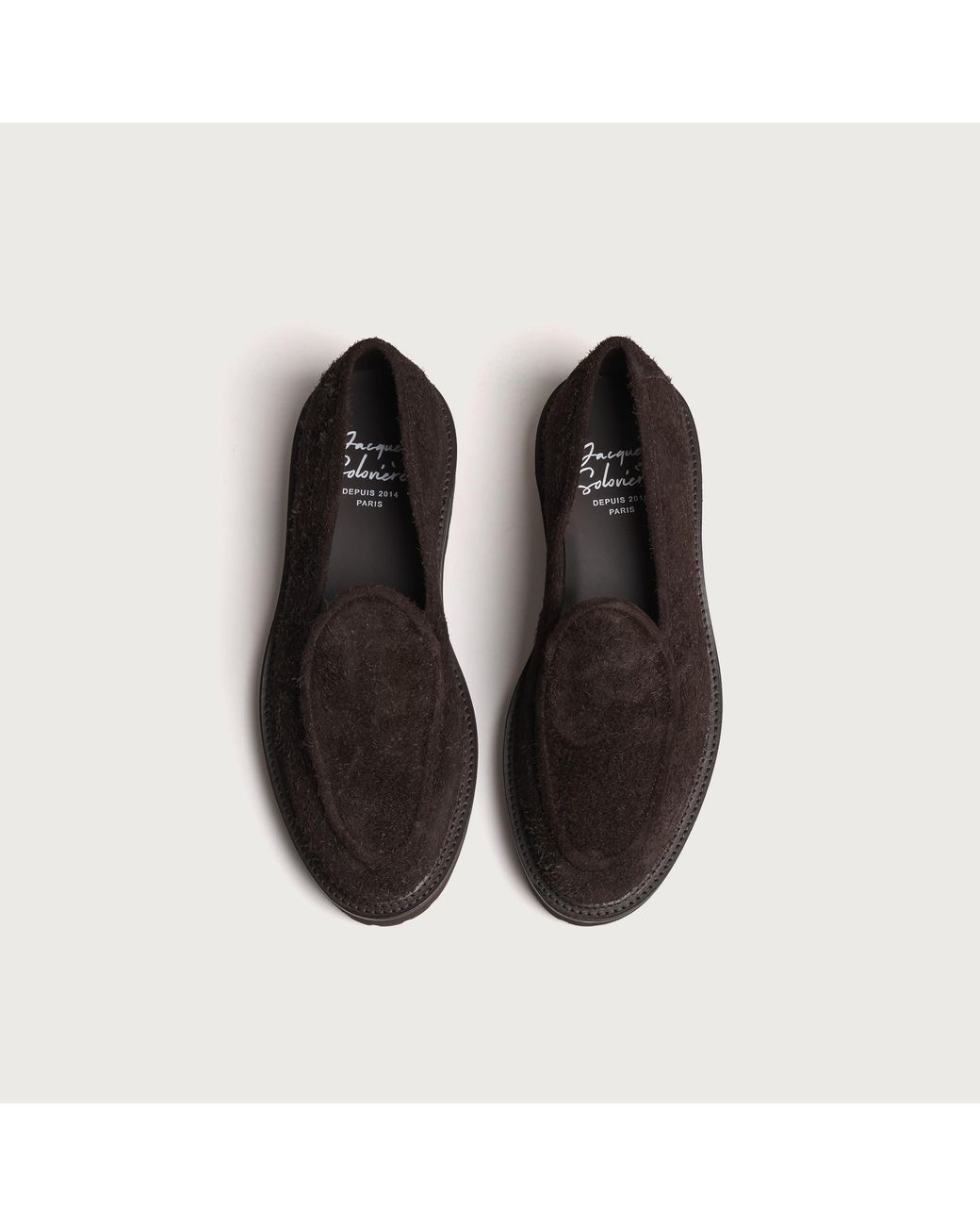 Jacques Soloviere Black Moli Distressed Suede Lug Loafer for men