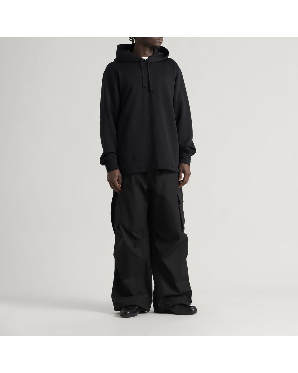 Comme des Garçons Black Cotton Blend Drop Hem Hoodie for men