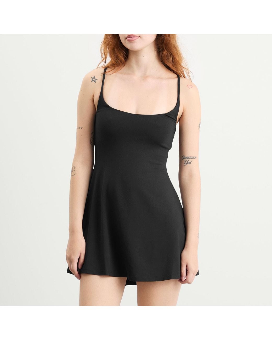 Skims Black Smooth Lounge Strap Mini Dress