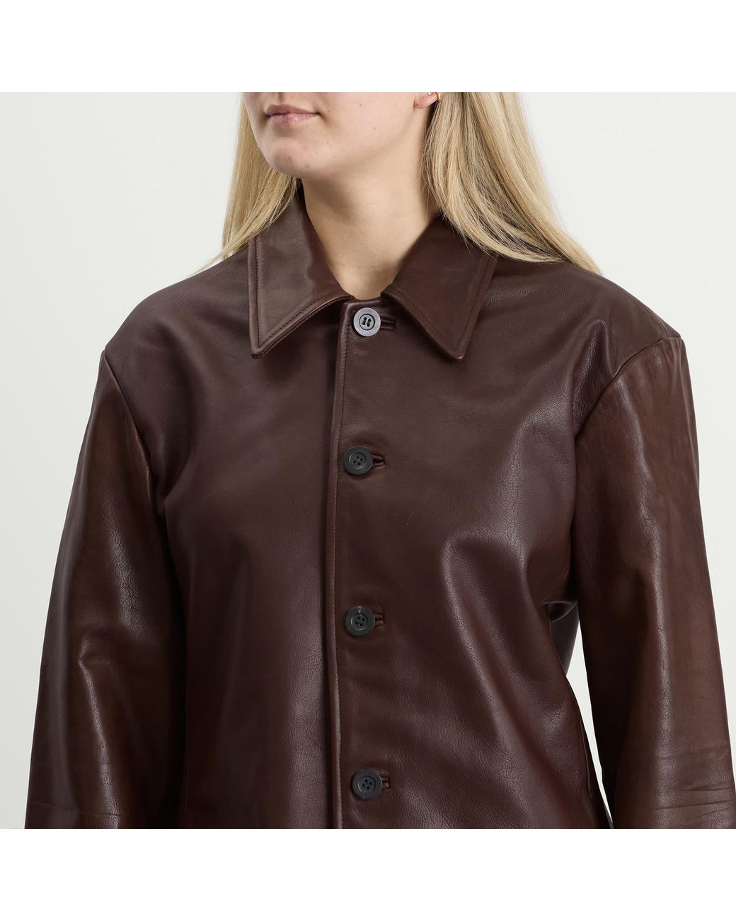 Studio Nicholson Brown Landau Slim Fit Leather Jacket
