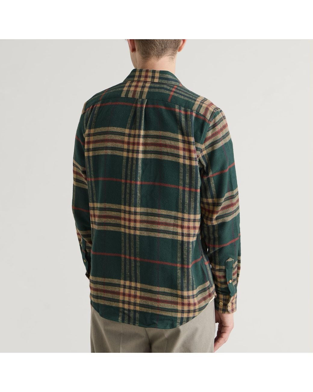 Portuguese Flannel Green Cervo Flannel Check Shirt for men