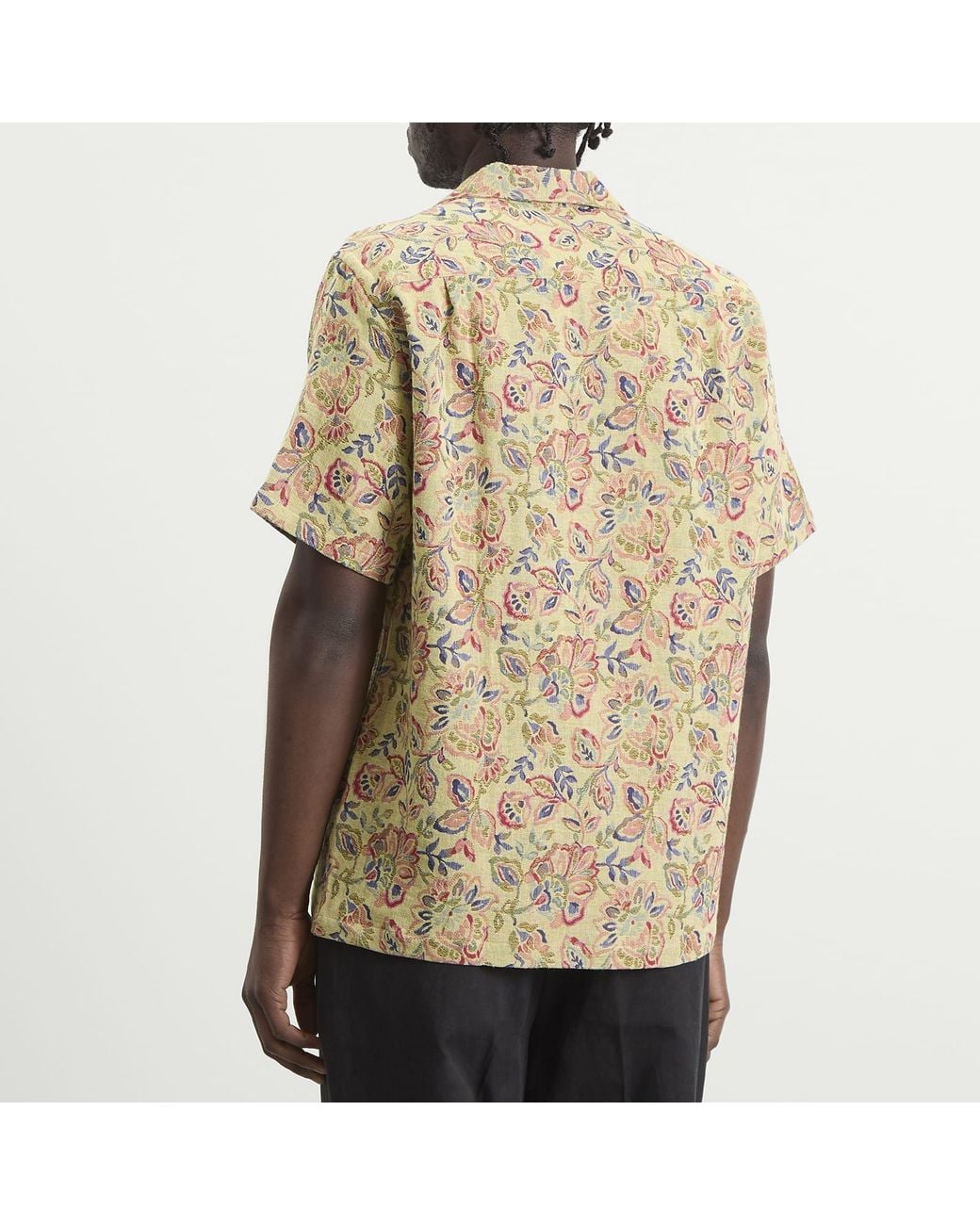 Portuguese Flannel Natural Tapestry Flowers Vacation Shirt for men