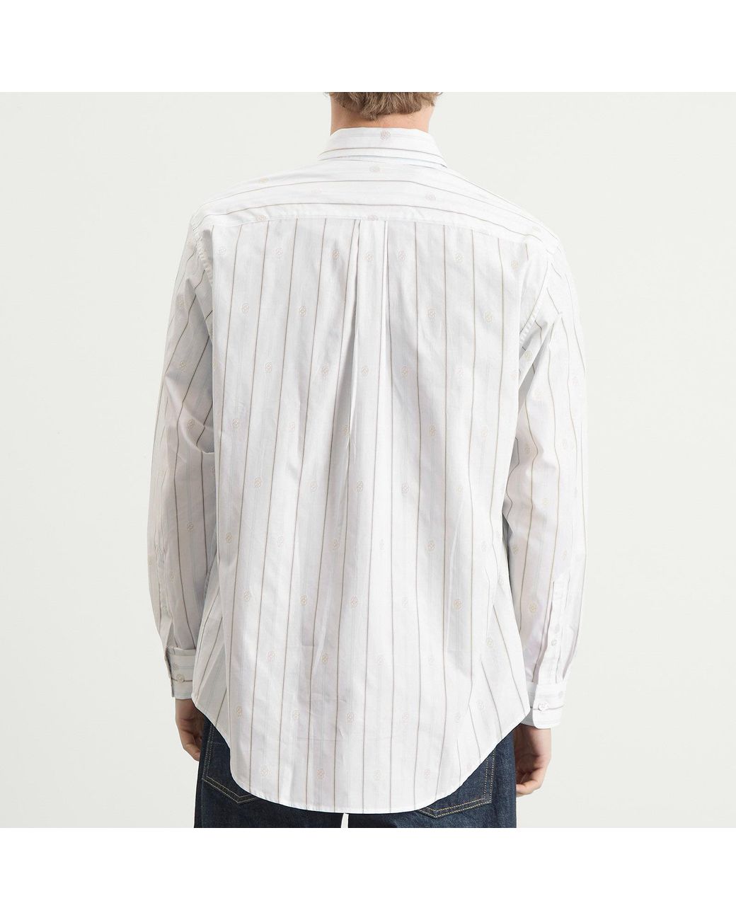 Drole de Monsieur White Monogramme Stripe Shirt for men