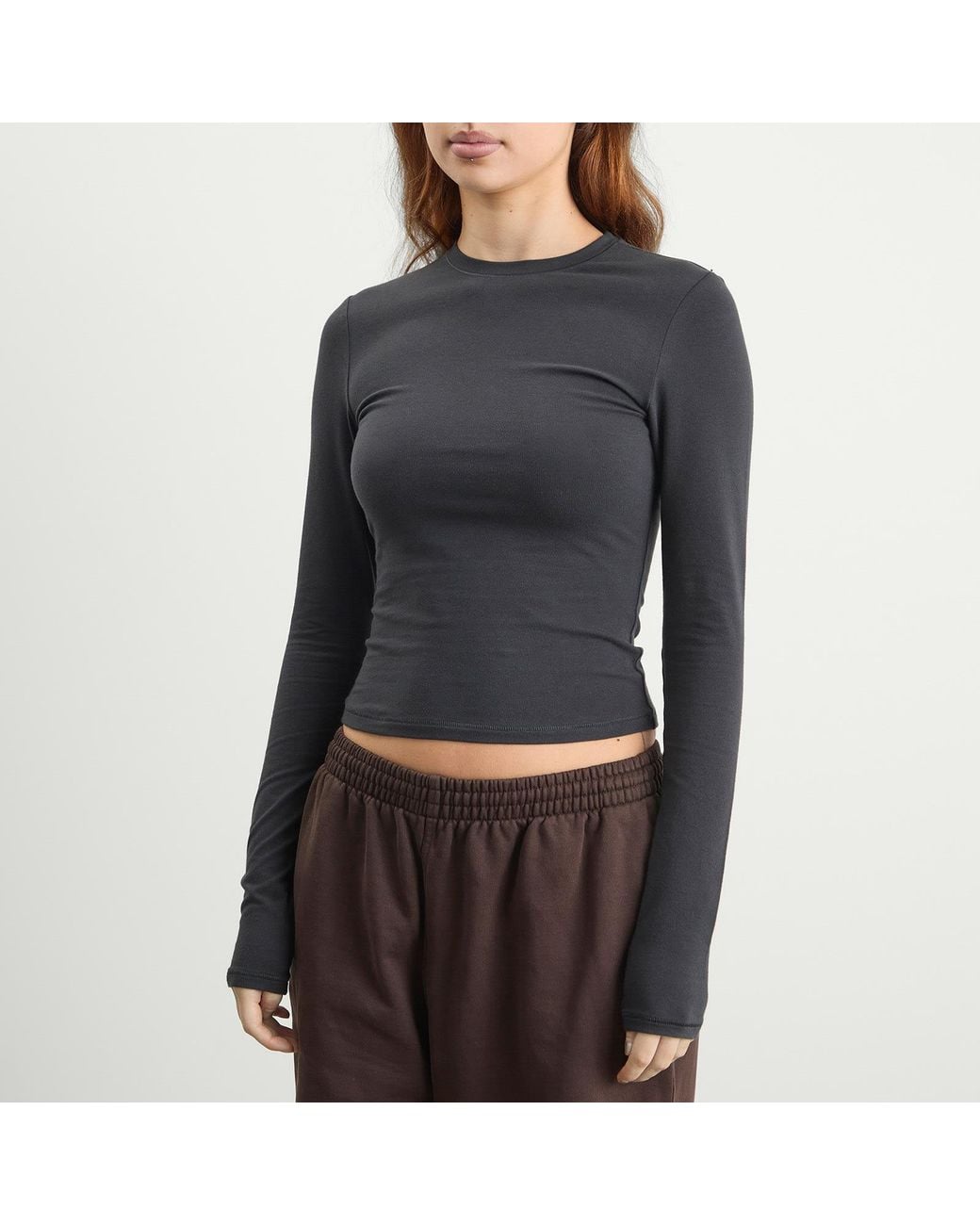 Skims Black Cotton Jersey Long Sleeve T-Shirt