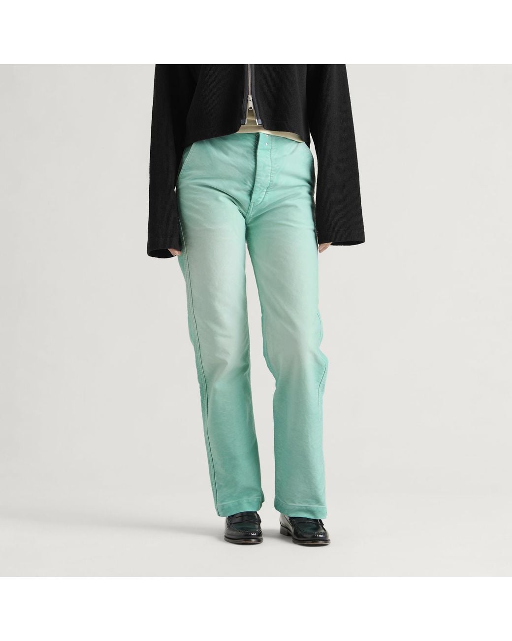 Auralee Green Garment-Dyed Heavy Moleskin Pants
