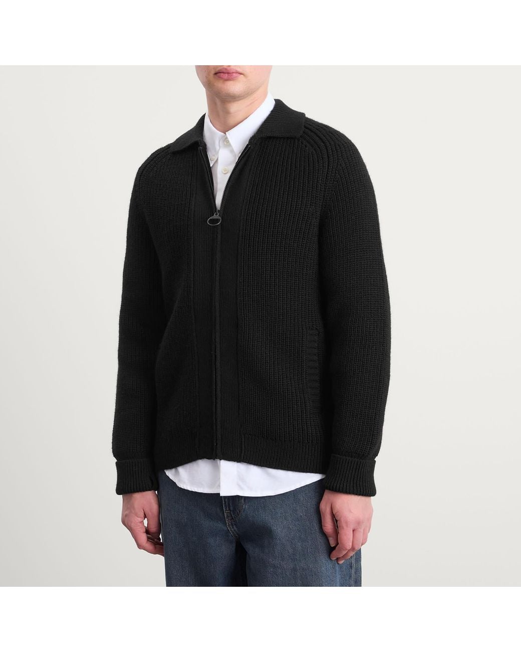 Barbour Black Heritage + Garthman Zip Cardigan for men