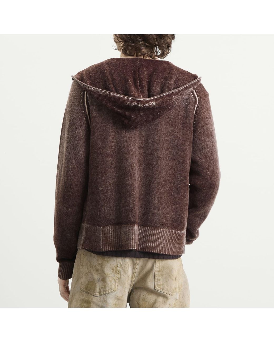 Acne Brown Kupiter Knitted Hoodie for men
