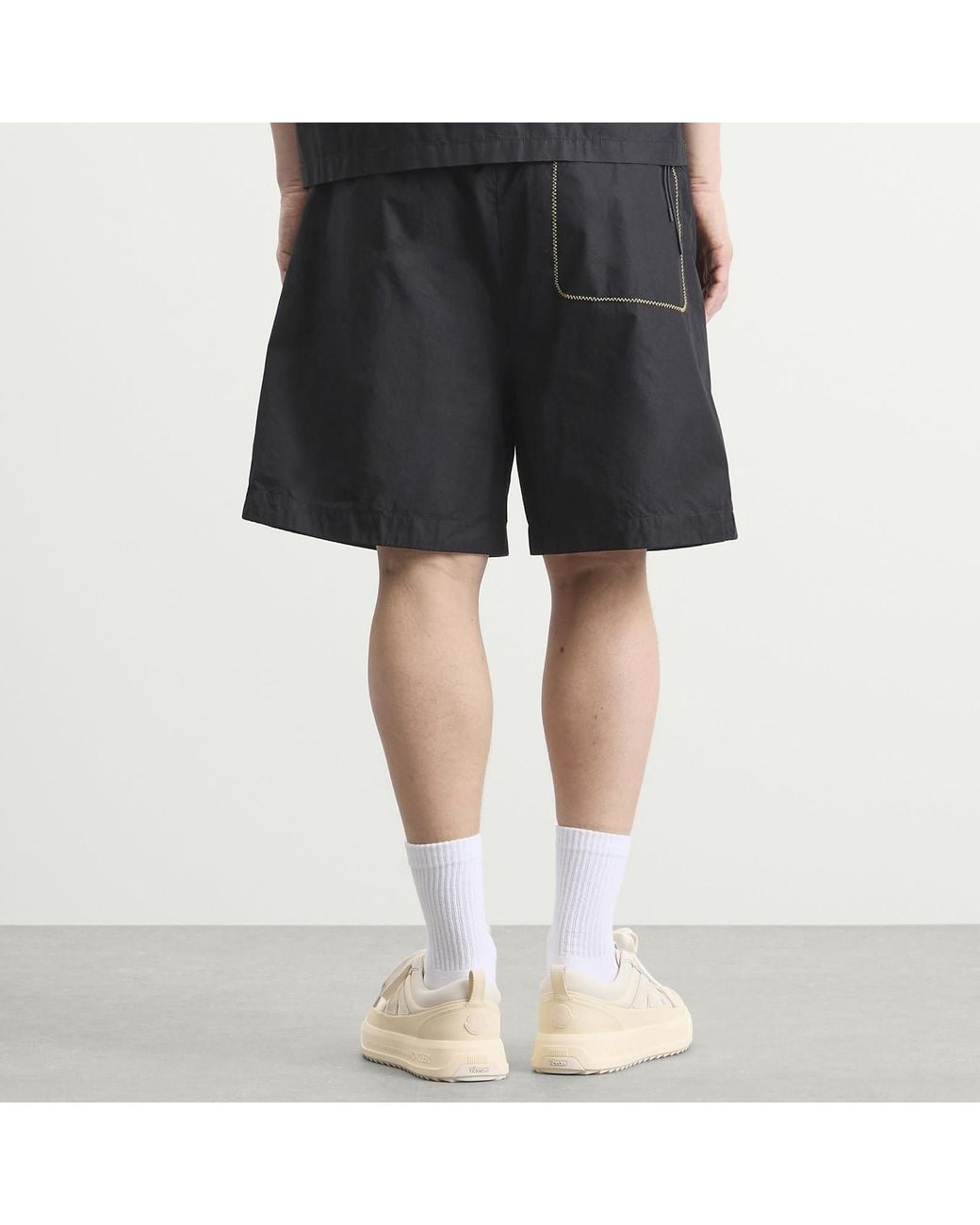 Moncler Black Contrast Stitch Shorts for men