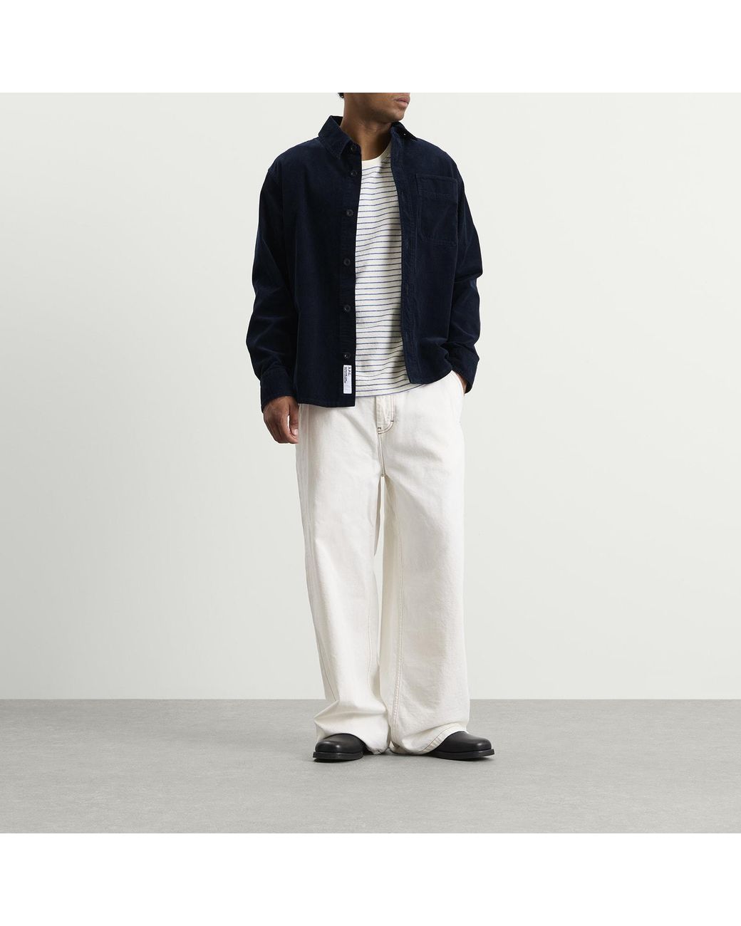 A.P.C. Blue Surchiemise Basile Logo Corduroy Shirt for men