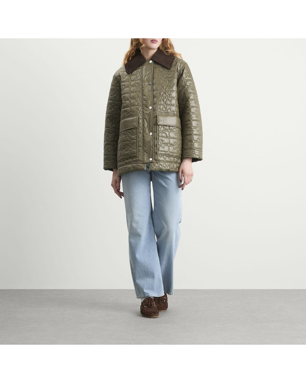 Ganni Green Shiny Quilt Jacket
