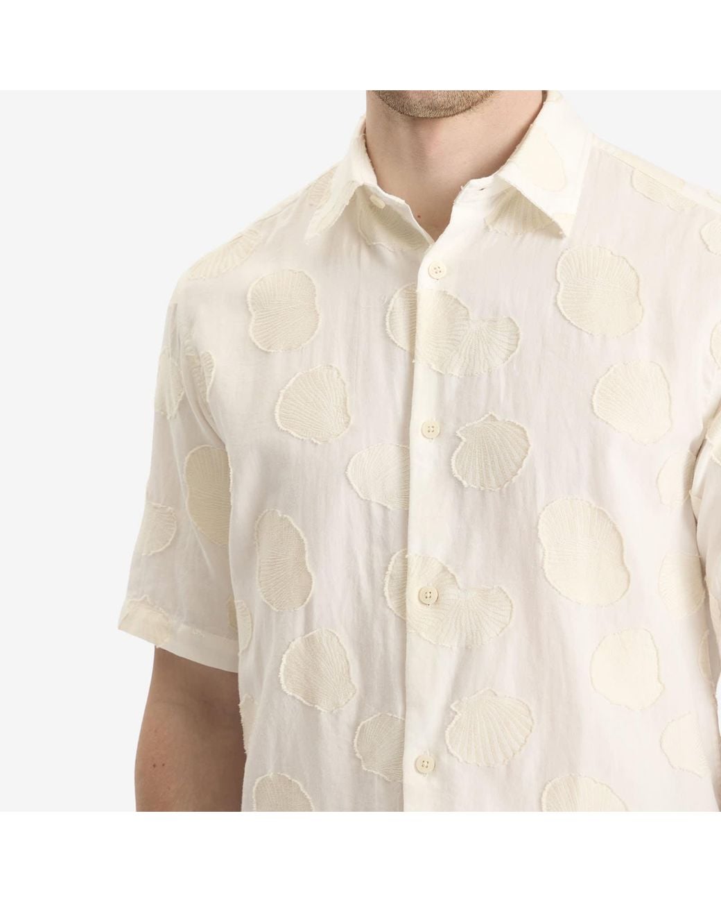 NN07 Natural Freddy Jacquard Shell Short Sleeve Shirt for men