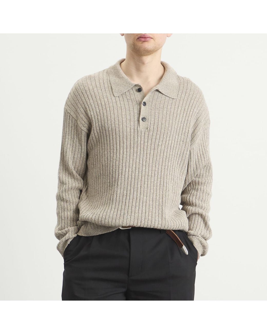 mfpen Natural Grain Digit Polo Knit for men